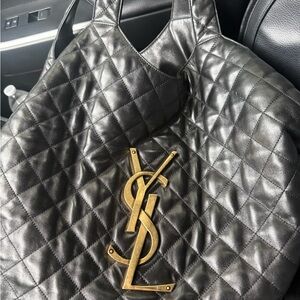 YSL icare  Quilted Black Tote